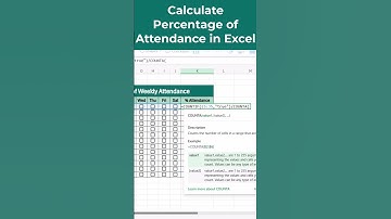 Calculate Percentage of Attendance in Excel #excel #exceltips