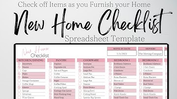 New Home Essentials Checklist Template Excel Spreadsheet, Google Sheets, New Homeowner Essentials