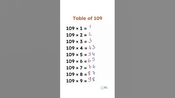 Table of 109 #shorts #mathvideos #mathematics