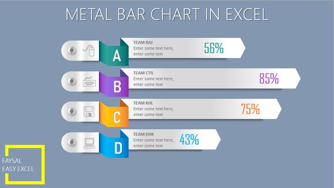 Infographic Metal Bar Chart in Excel 2016