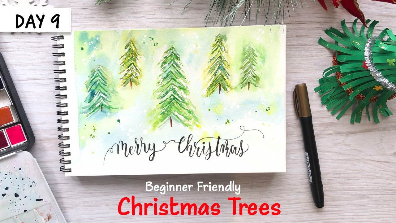 Magical Watercolor Christmas Trees 🎄✨ Easy Holiday Painting