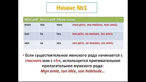 Французский язык. Уроки французского #15: Притяжательные прилагательные