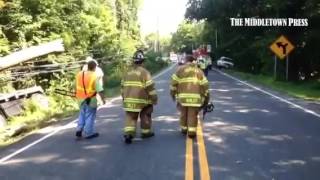 Emergency crews work at scene of tractor trailer accident on Route 68 in Durham Monday