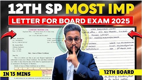 12TH SP MOST IMPORTANT LETTERS FOR BOARD EXAM 2025 | JR COLLEGE |