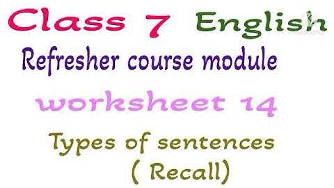 Class 7 English Refresher course module worksheet 14 Types of sentence ( Recall)