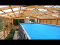 Frdhz medencvel veghz   bath house with pool greenhouse  badehaus mit pool greenhaus 4k