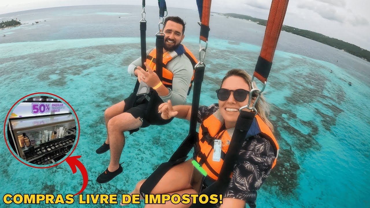 VOO DE PARASAIL EM SAN ANDRÉS + TOUR DE COMPRAS IMPERDÍVEL NA ILHA! 🏝️🛍️