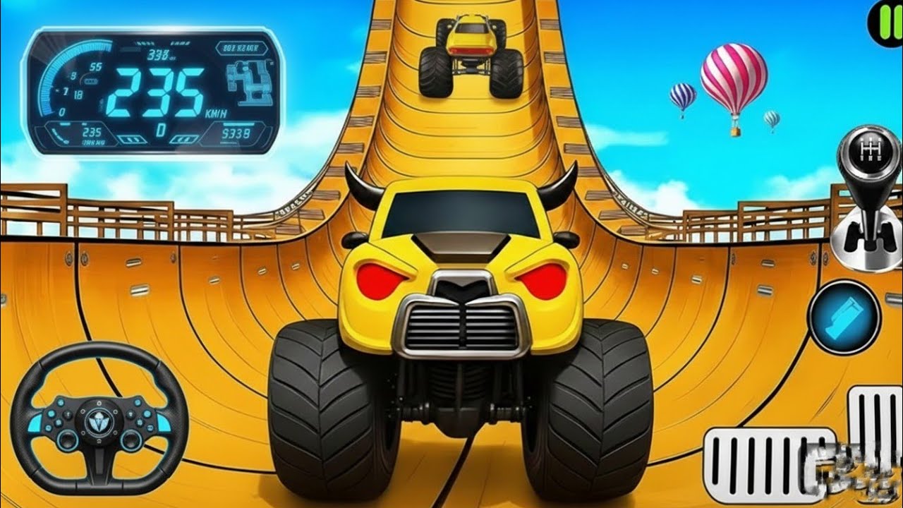 Impossible Mega Ramp Race 3D: Monster Truck Stunt Car Simulator: Monster Wala Game: Android Gameplay