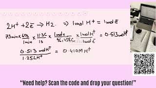 A current of 11.3 A is applied to 1.25 L of a solution of 0.552 M HBr, converting some of the H+ to