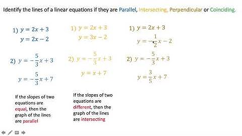 Systems of Linear Equation in Parallel, Perpendicular, Intersecting or Coinciding Lines
