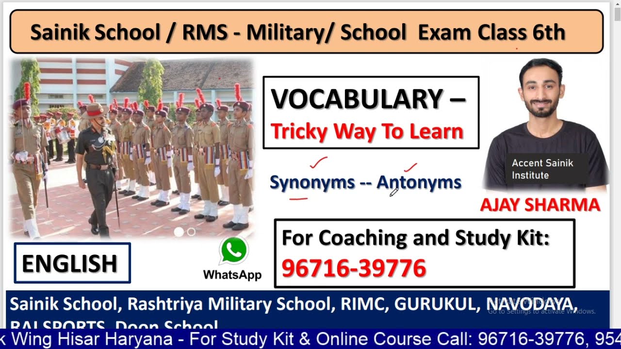 Important Vocabulary Sainik Military School Tricky Way to Learn Vocab