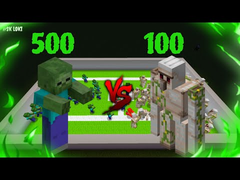 Minecraft Me Sabse Bada Battle: 100 Iron Golem vs 500 Zombie!"