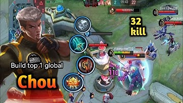 32 Kills!! Chou New Offlane Build Insane Damage (PLEASE TRY) - Build Top 1 Global Chou ~ MLBB
