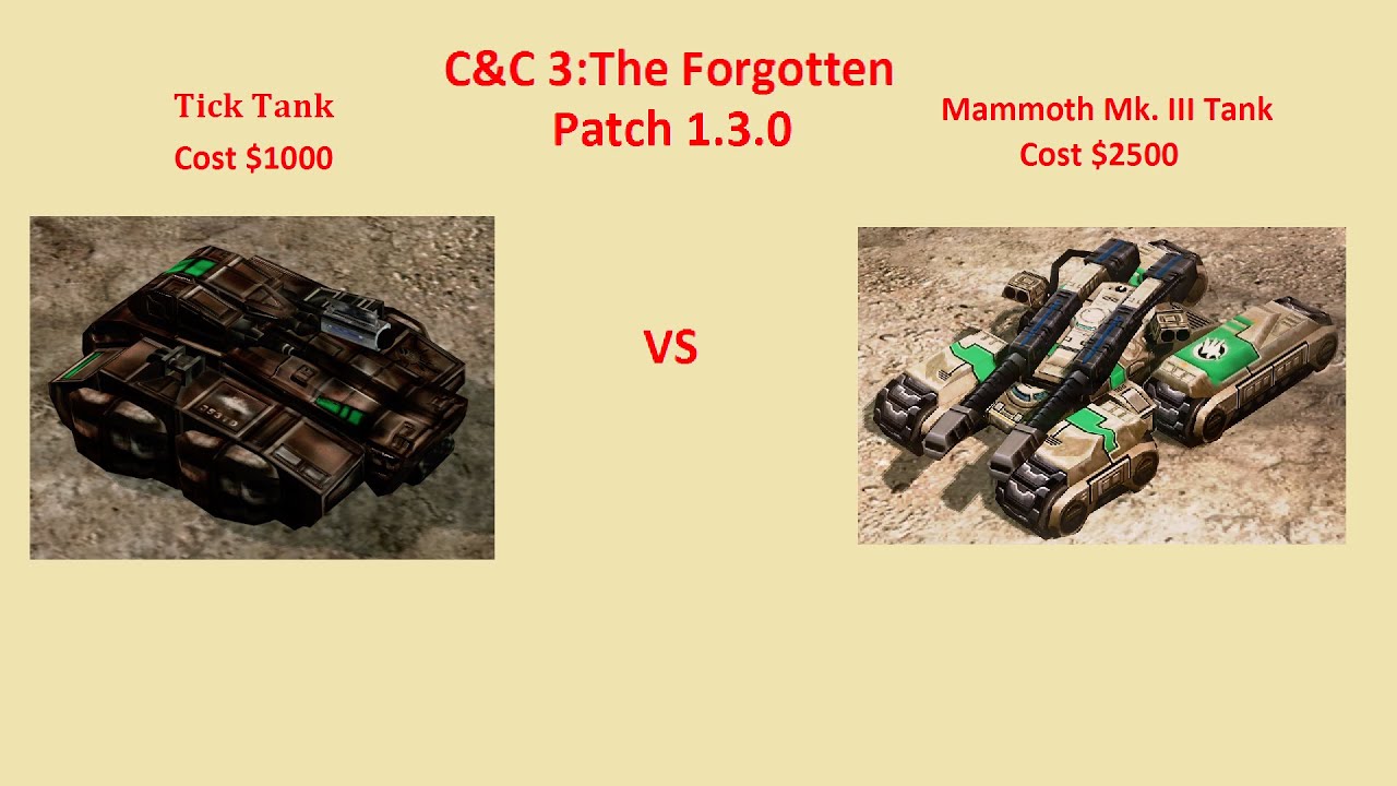 C&C 3: The Forgotten 1.3.0 patch: Tick Tank versus Mammoth Mk. III Tank ...