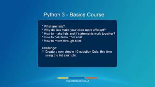 5. Making a Simple Quiz using Lists | Python 3 Basics Series - Digital Student Online School