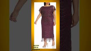 Fashions Womens Blouson Metallic Crochet Dress With Fringe Hemline
