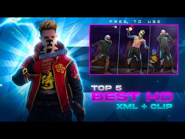 TOP 5 BEST XML + CLIPS | FREE FIRE CLIPS PACK 💫 | FREE FIRE EMOTE PACK | TOP 5 EMOTE CLIPS ⬇️