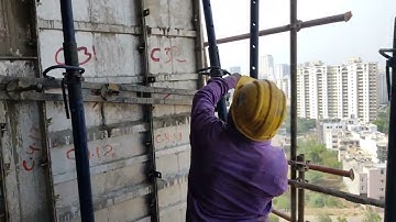 Mivan Shuttering | Checking of mivan shuttering | Wall and deck panel | Plumb | line | level