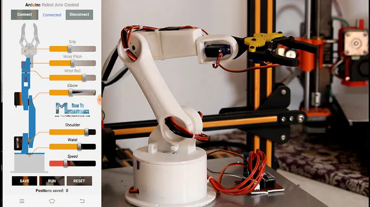 Arduino Robotic arm With Smartphone controller - 3D Printed Parts