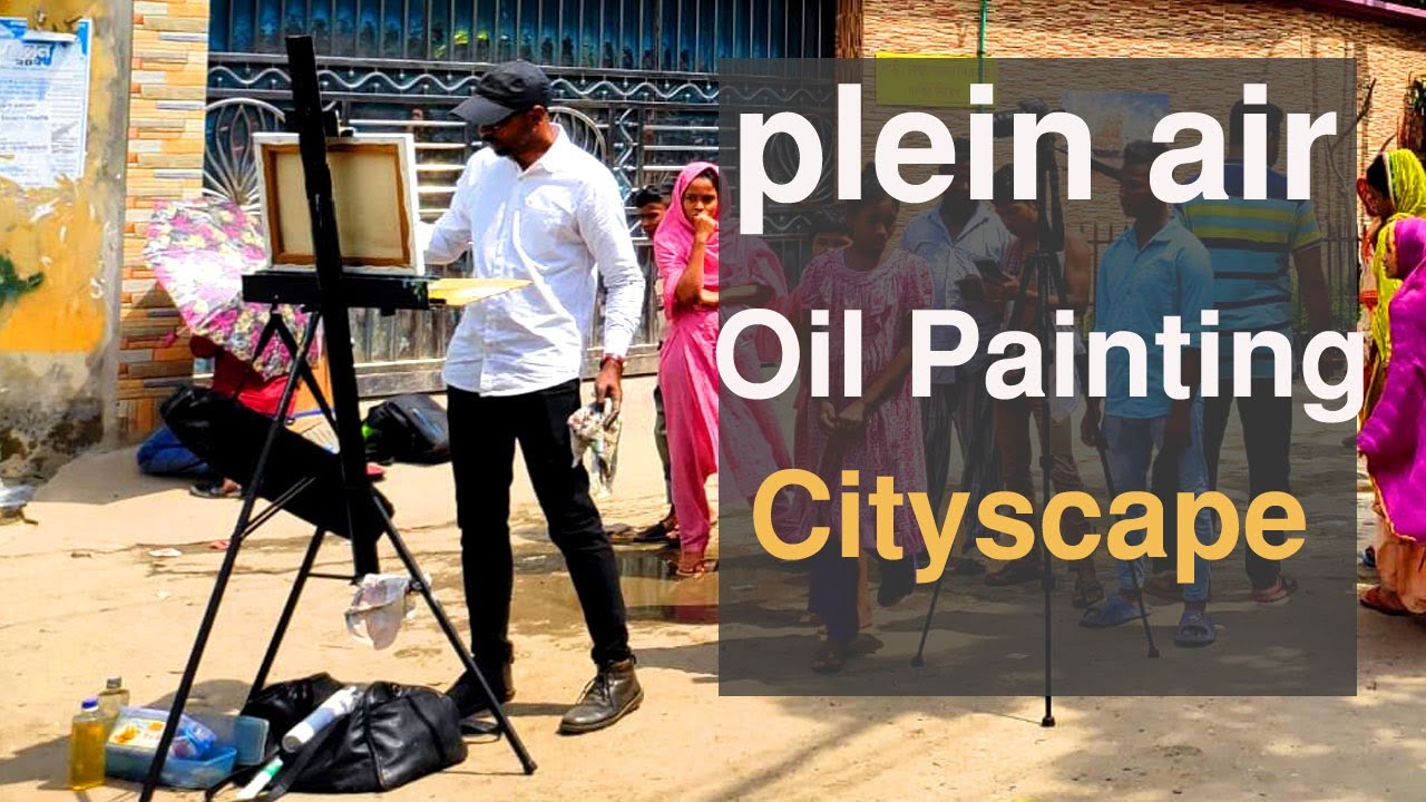 Plein Air Cityscape Painting Oil On Canvas | Draw Urban Sketch | Outdoor Landscape Demonstration