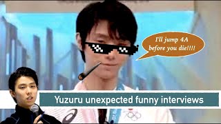 Yuzuru Hanyu  Super funny press interview and unexpected reaction moments ft Perfect 4A on harness!