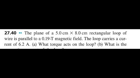The plane of a 5.0 cm 8.0 cm rectangular loop of wire is parallel to a 0.19-T magnetic field. The lo