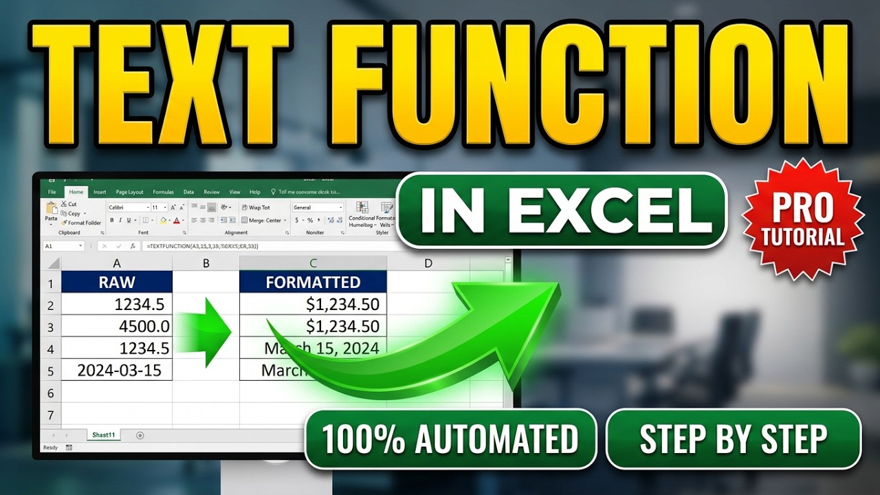 TEXT Function#TEXT Function in Excel#Excel TEXT Function#Ms Excel TEXT ...