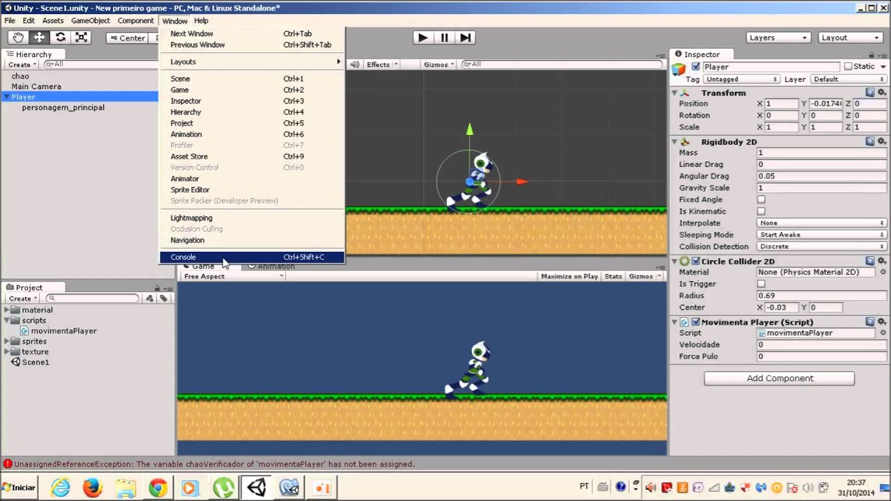 Unity 2d - C# - Movimentação - parte 2 - # 2 - YouTube