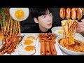 MUKBANG | 직접 만든 파김치 레시피 & 소세지, 간장 계란 밥 라면 먹방 | KIMCHI RECIPE KOREAN HOME FOOD