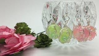 【Part030 初心者 レジン アクセサリー】春っぽいピアスを作りたい！ドライフラワー半球にワイヤーラッピング