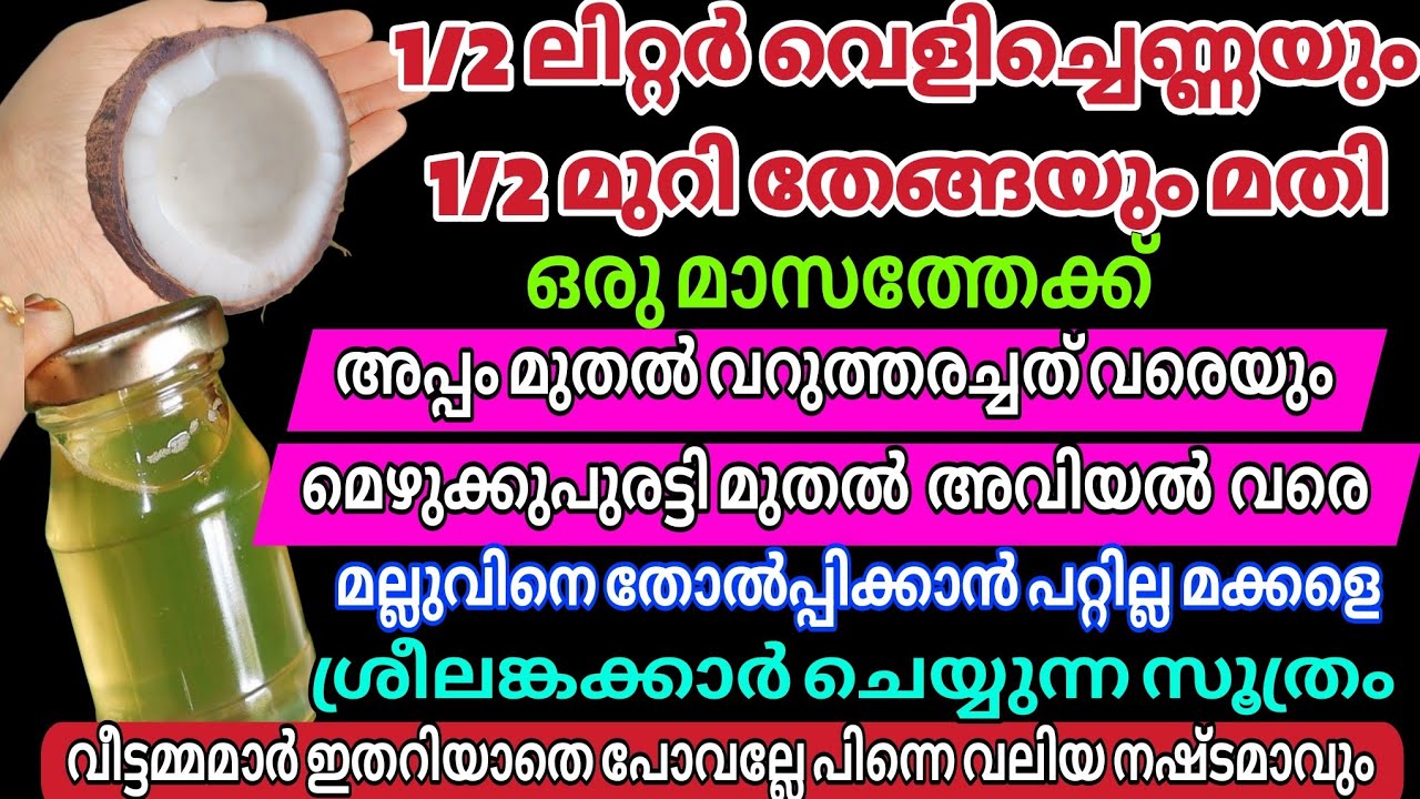 അര മുറി തേങ്ങയും അര ലിറ്റർ വെളിച്ചെണ്ണ മതി ഒരു മാസം കുശാൽ | മല്ലുവിനെ തോൽപ്പിക്കാൻ പറ്റില്ല മക്കളെ