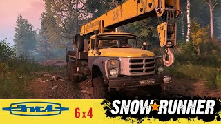 Snowrunner:  Zil-133 'crocodile' crane | road to construction site