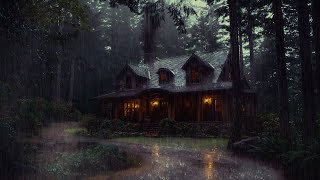 Sleep Better Tonight 🌧️ Deep Sleep Rain Sounds in a Dark Forest Cabin
