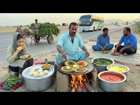 PAKISTANI Best Traditional WOOD-FIRE Cooking 😱Why SAAG Aloo PARATHA Is EVERYTHING |ASIAN Street FOOD