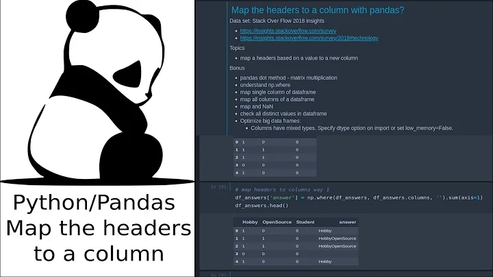 Map the headers to a column with pandas?