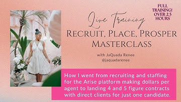 Recruit, Place, Prosper Masterclass