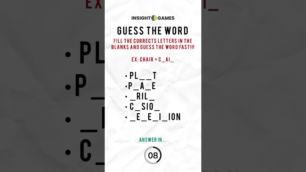 Can you guess the word before time runs out? 🕒Comment answer! #GuessTheWord #WordGame #FunChallenge