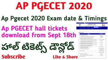 Ap pgecet 2020 exam dates latest news | Ap pgecet hall tickets download from | Ap pgecet 2020