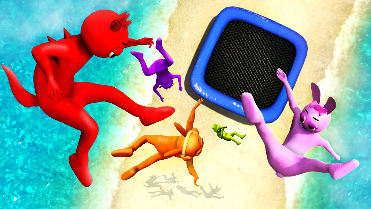 Incredibox Sprunki Group Epic Trampoline Ragdolling and Jumps in GTA 5