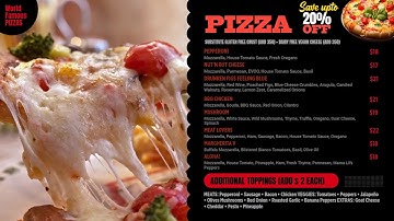Pizza video menu board for restaurant digital signage | MenuRepo video menu maker