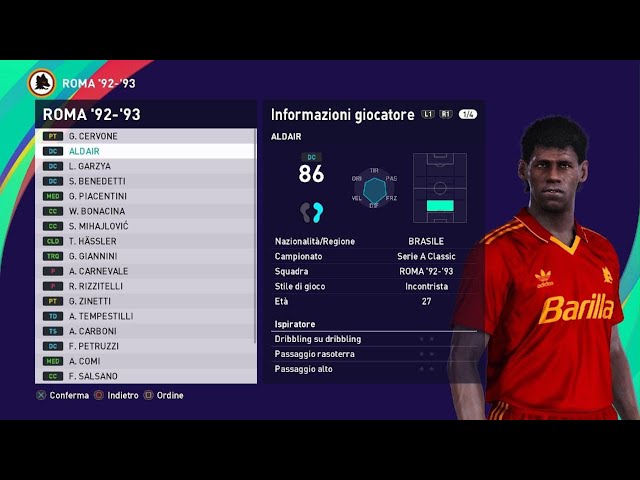 eFootball PES 2021: Roma '92-'93 classic team (PS5) - YouTube