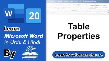 Table Properties in Microsoft Word | Office Basic Course | Ms Word in Urdu & Hindi