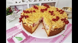 Schneller Puddingkuchen mit Johannisbeeren und Streusel i Pudingli kolay pasta tarifi