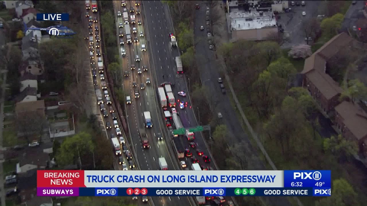 Truck crash on Long Island Expressway - YouTube