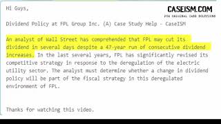 Dividend Policy At Fpl Group Inc  A Case Study Help  Caseismcom