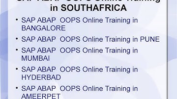 SAP ABAP OOPS Online Training in SOUTHAFRICA