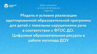 Модель и условия реализации АОП для детей с тяжелыми нарушениями речи. ЦОР в работе логопеда ДОУ