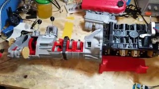 Engine Toyota 22re + 5 speed and 4x4 offroad transmission full 3d printed