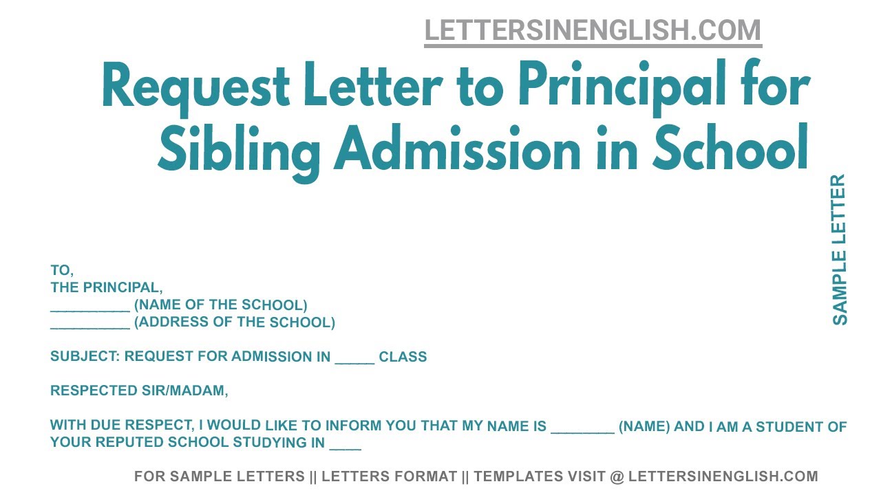 application letter for sibling admission in school