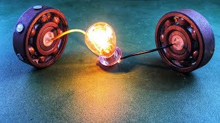 Free Energy Motor Generator Powers 12V Light Bulb - Science project experiments